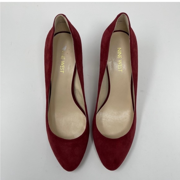 Nine West Suede Journa Closed Toe Classic Pumps Wine Women's Size 9M Burgundy - Picture 2 of 6